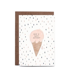 Sweet Birthday Ice Cream Cute ILLUSTRATION Greeting Card