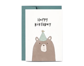 Birthday Bear Illustration Greeting Card
