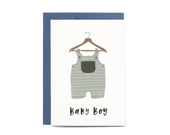 Baby BOY Newborn NEW BABY Illustrated Greeting Card