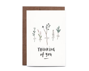 Thinking Of You Botanic Illustrated SENDING LOVE Greeting Card