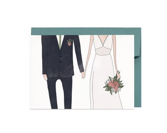 On Your Wedding Day Couple Illustrated Greeting Card