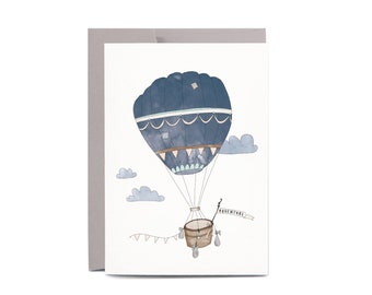 Hot Air Balloon Illustrated GRADUATION Good Luck Greeting Card