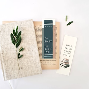Go Away I'm Reading, Books are my Happy Place, Bookmark Set of 5