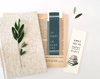 Go Away I'm Reading, Books are my Happy Place, Bookmark Set of 5