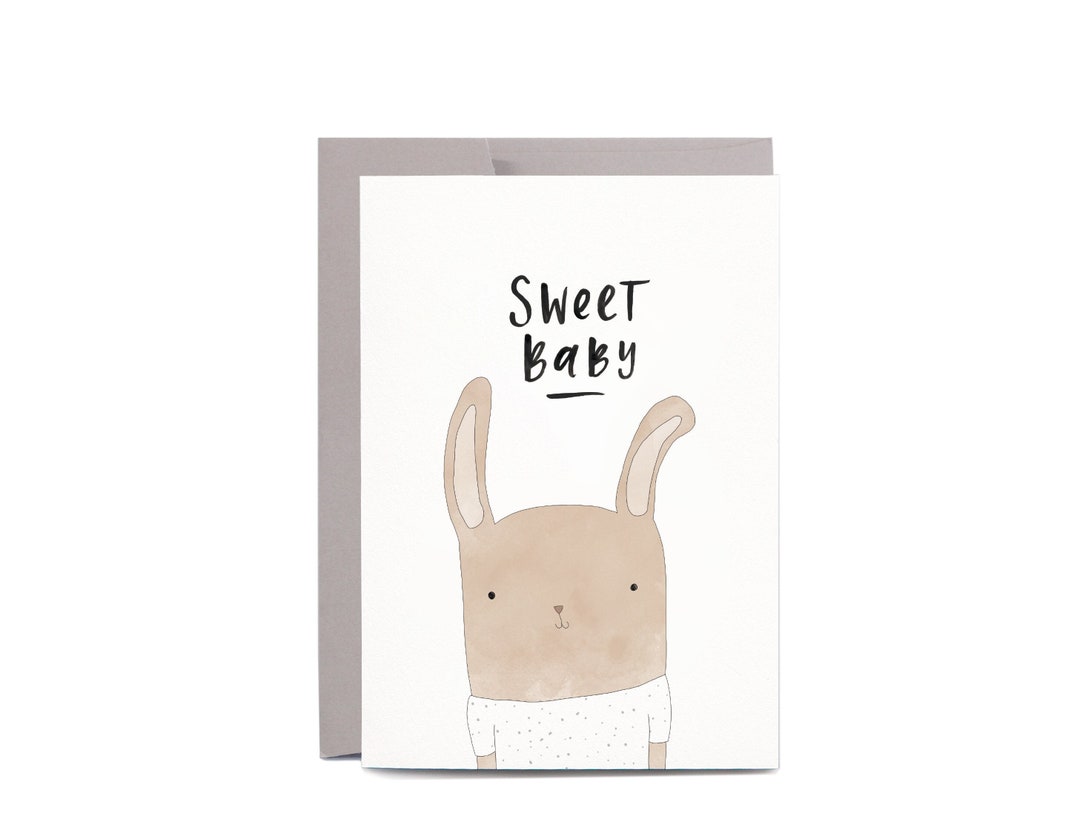 Sweet Baby Rabbit New BABY Illustrated Greeting Card - Etsy