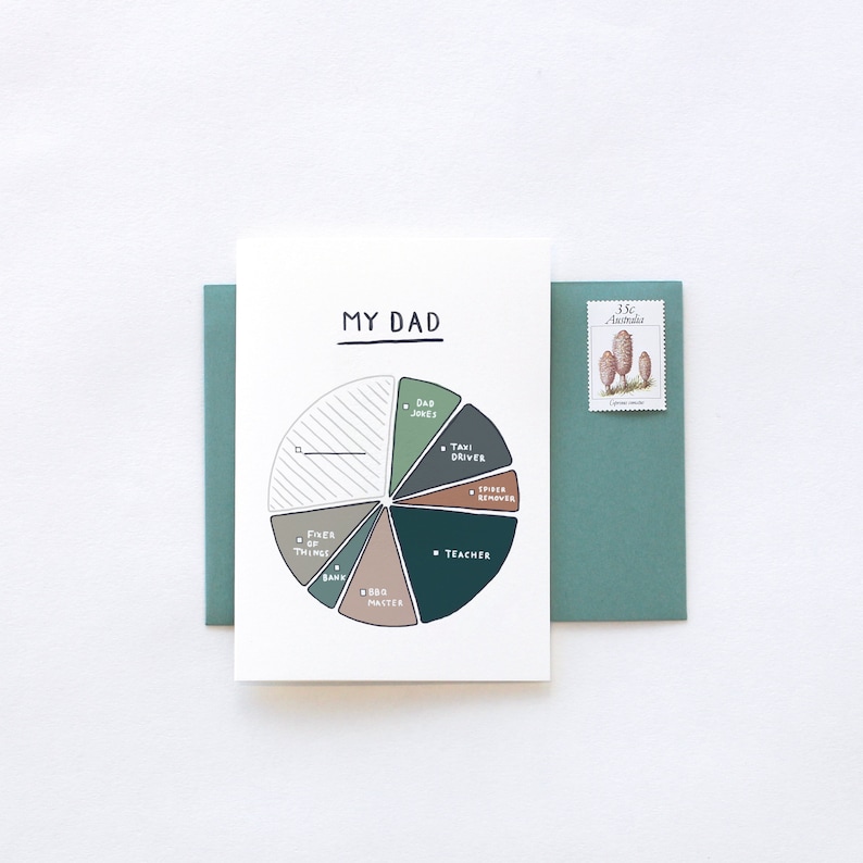 My Dad A Pie Chart Illustrated FATHER'S DAY Greeting Card image 2