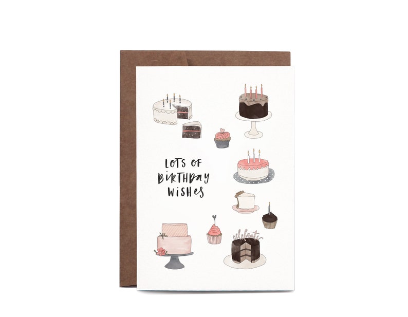 Lots of Birthday Cake FUN Illustrated Greeting Card image 1