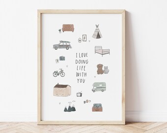 I LOVE Doing Life With You Illustrated Art Print