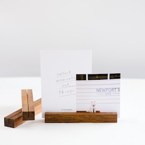 ダークティンバーフォトスタンド、ハンドメイド木製写真ホルダー