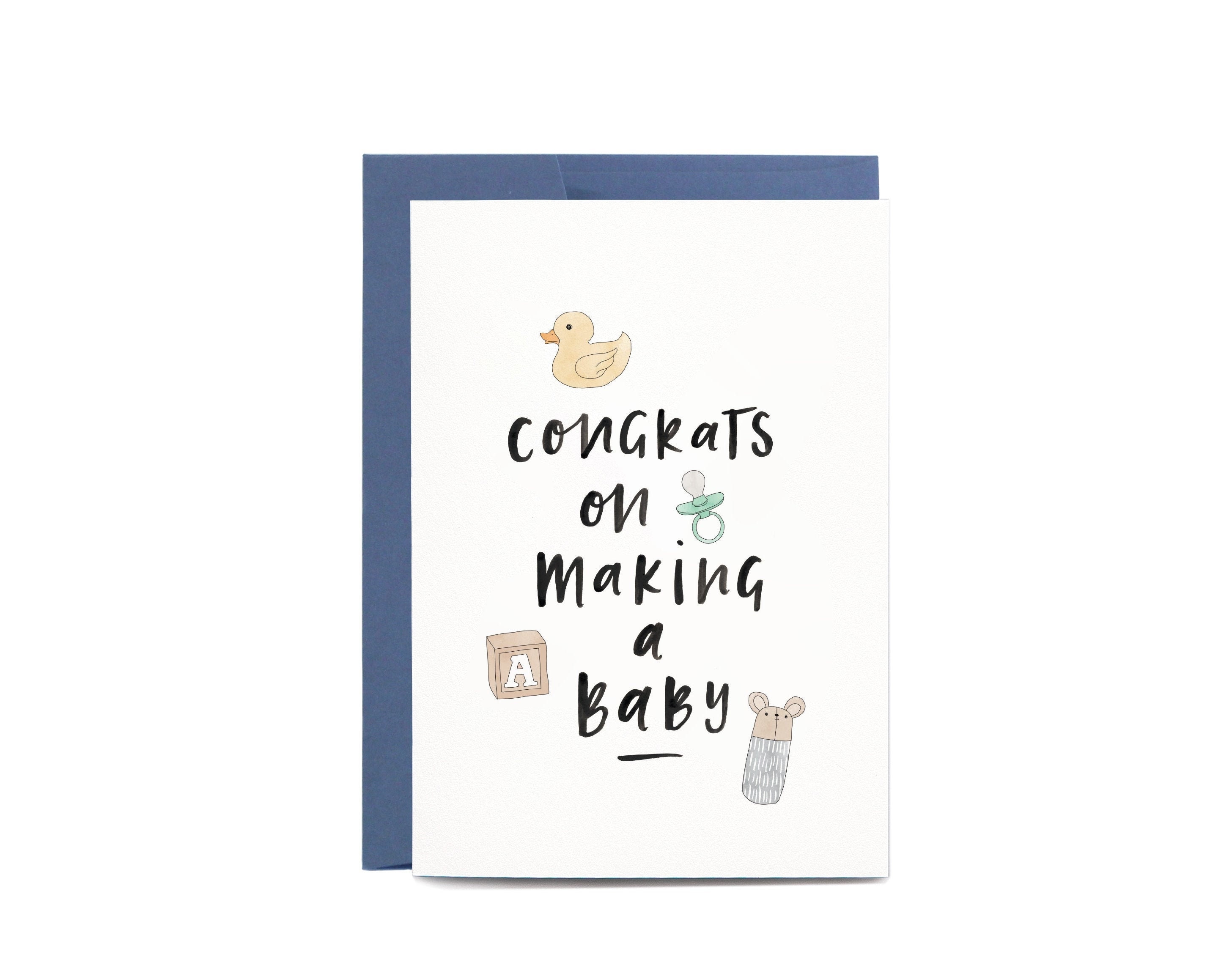 Congrats On Making A Baby BABY SHOWER Illustrated Greeting Card