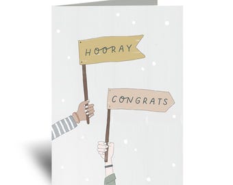 NEW Hooray Congrats Flags Illustrated Greeting Card