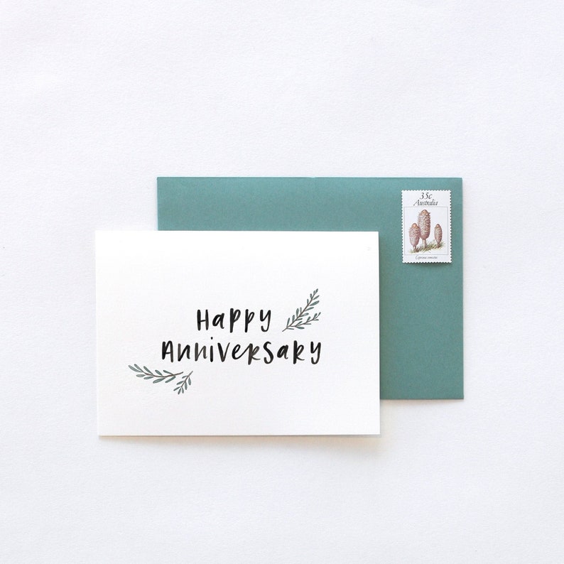 Happy Anniversary Hand Lettered Typographic LOVE Greeting Card image 1