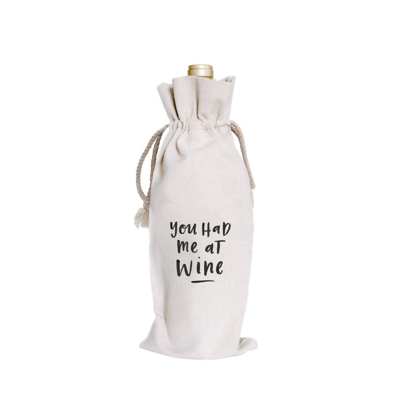 You Had Me at WINE Canvas Wine Bag Tote Holder image 3