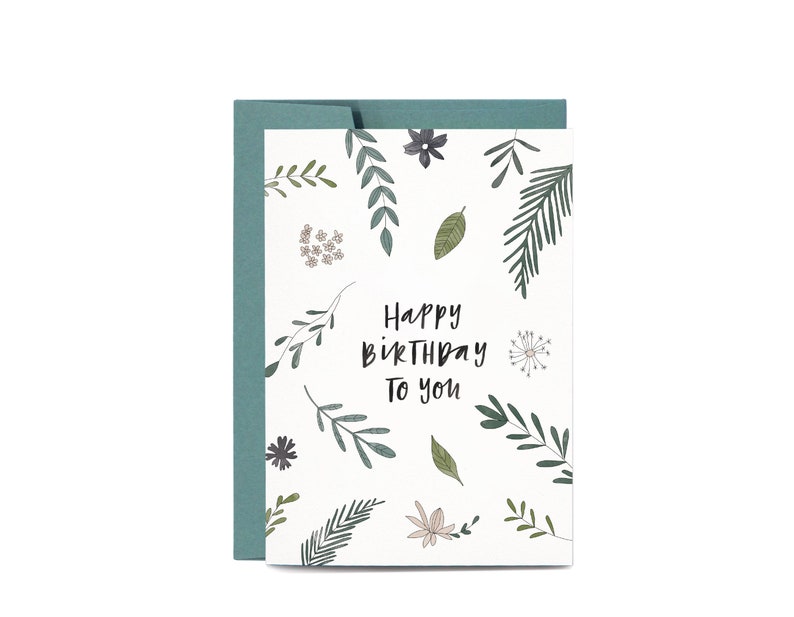 Cute Hand Drawn Botanic Floral Illustrated BIRTHDAY Greeting Card image 3