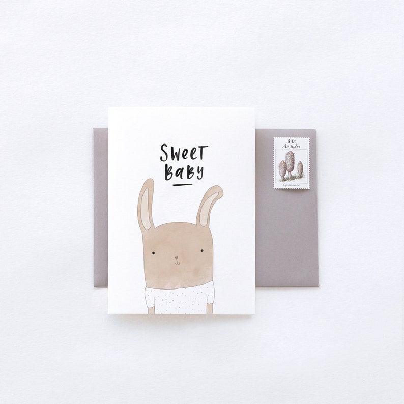 Sweet Baby Rabbit Nueva tarjeta de felicitación ilustrada BABY imagen 2