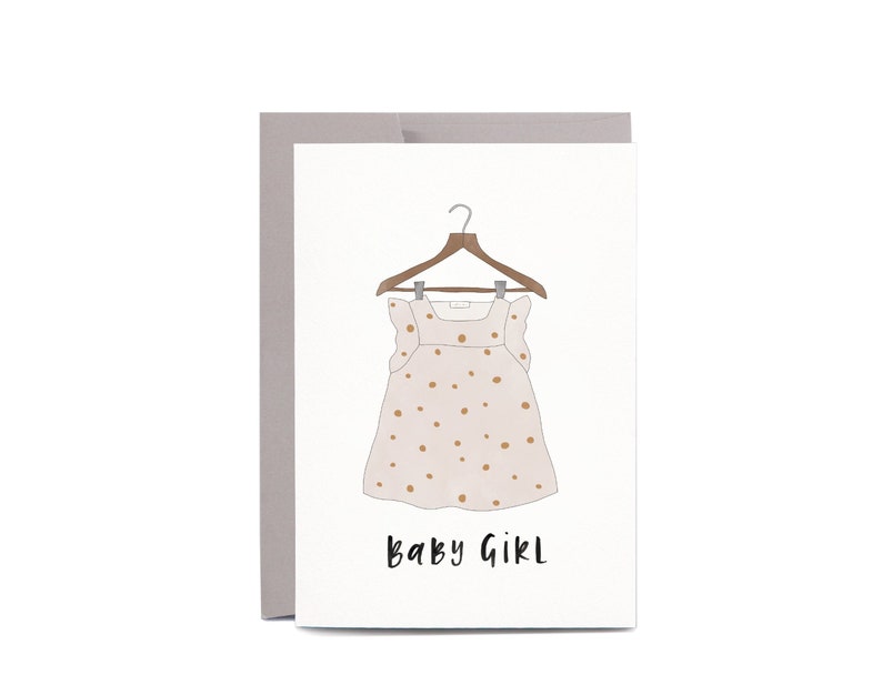 Baby GIRL New Baby Illustrated Baby Shower Greeting Card image 1