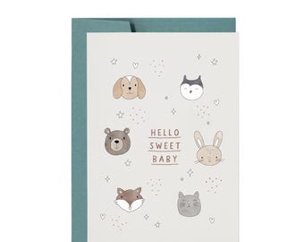 Illustrated Baby Animals Baby Shower Card