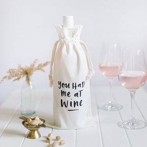 You Had Me at WINE Canvas Wine Bag Tote Holder image 4