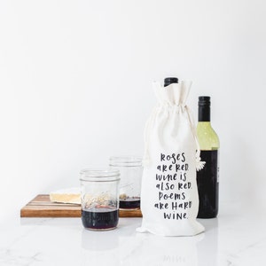 Roses are Red Canvas Wine Bag Tote image 3