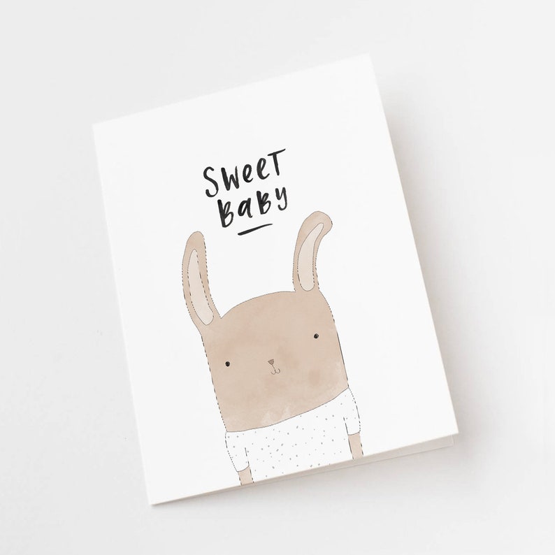 Sweet Baby Rabbit Nueva tarjeta de felicitación ilustrada BABY imagen 3