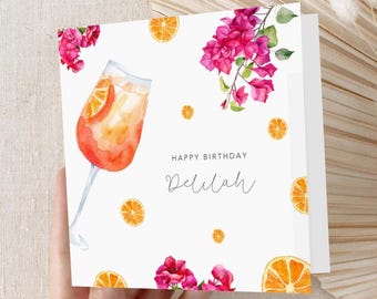 Aperol Spritz Birthday Card | Cocktail Drink Summer Celebration 6x6 Luxury Card