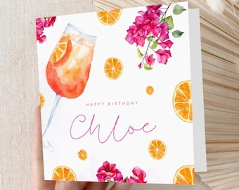 Aperol Spritz Birthday Card | Cocktail Drink Summer Celebration 6x6 Luxury Card