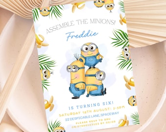 Convite de Aniversário dos Minions Editável | Convite dos Minions | Festa de Meninas | Download Digital | Decoração para Festa de Meninas | Convite para Imprimir