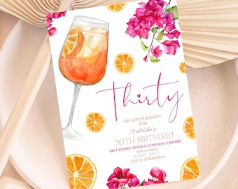 Invito di compleanno Aperol Spritz modificabile / Invito Aperol Spritz / Festa per ragazze / Download digitale / Decorazioni per feste per ragazze / Stampabile