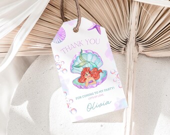 Etichette di ringraziamento La Sirenetta / Compleanno di Ariel / Etichette di ringraziamento per bomboniere La Sirenetta / Regalo di ringraziamento Ariel