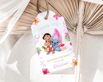 Etichette di ringraziamento Stitch / Compleanno Lilo e Stitch / Etichette di ringraziamento Stitch per bomboniere / Regalo di ringraziamento Lilo