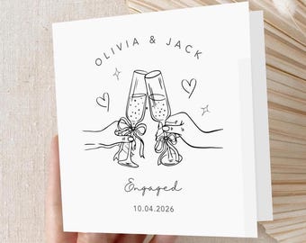 Personalised Engagement Card | Champagne Toast Design, Luxury 6x6 Card