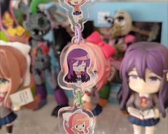 Doki Doki Literatuur Club mini sleutelhanger Charms, DDLC Monika, Sayori, Natsuki, Yuri