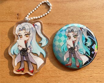 Angela acryl sleutelhanger en button speld, Library of Ruina Lobotomy Corporation bedeltje, Project Moon fan merchandise, anime game tas bedeltje cadeau
