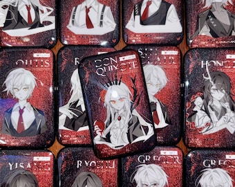 Badge, ansichtkaart en fotokaartenset geïnspireerd op de Limbus Company, met afbeeldingen van Dante, Ishmael, Heathcliff, Rodion, Meursault, Don Quixote en Yi Sang. Een perfect cadeau voor gamingfans.
