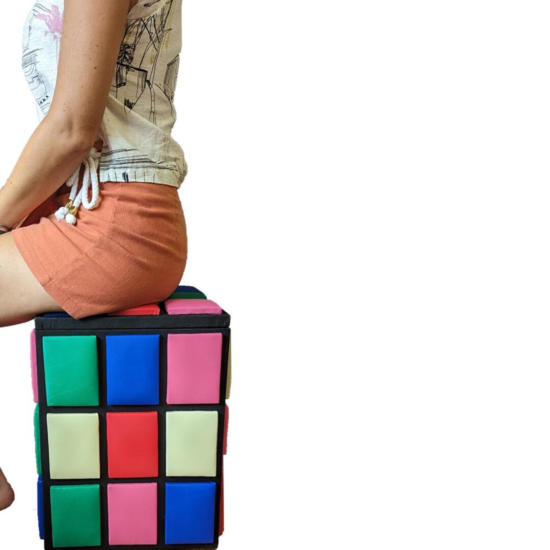 Cube Storage Stool Kubrick's Cube Stool and Basket / Storage Space Internal - Etsy