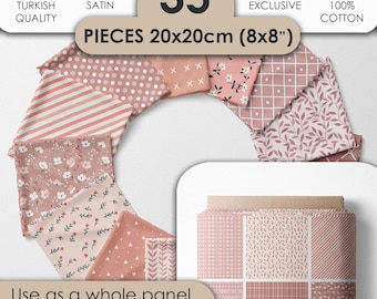 Rosa Stoffset aus 100 Prozent Baumwollsatin mit 35 Designs fur Patchwork Quilten und Nahen Blumenstoff 20x20 cm