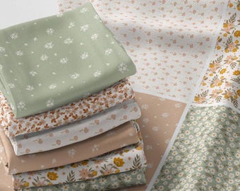 Florales Stoffpanel aus 100 Prozent Baumwollsatin fur Quilten Patchwork Nahen und Basteln 100x155 cm