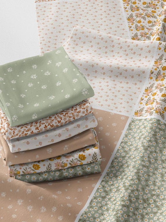 100% Cotton Satin Floral Fabric Panel, Quilting Patchwork Sewing Crafting (100x155 cm)