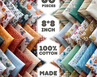 100% Baumwoll Stoffquadrate mit Herbstblattern, herbstliches botanisches Print Set fur Quilting