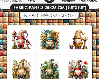 100% Baumwoll Satin Stoffset, Sonnenblumen Wichtel Patchwork Stoff zum Nahen und Quilten