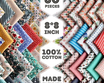 60 vorgeschnittene Baumwollstoff Quadrate, 8x8 Zoll Novelty Quilt Paket, Patchwork Nah Satin