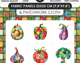 Stoffset aus 100% Baumwollsatin mit Avocado Patchwork Quiltstucken (25x25 cm)