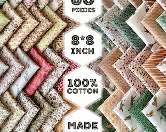 60 Stuck 8x8 Zoll Safari Dschungel Baumwollstoff Quadrate, Patchwork Quilten Nahen Bundle