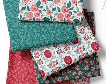 Stoffset aus 100 Baumwoll Satin mit Blumenmuster zum Quilten Nahen und Basteln 100x155 cm