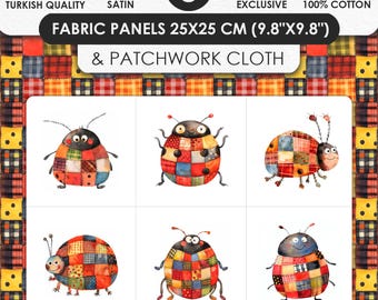 Marienkafer Stoffset aus 100% Baumwollsatin, Patchwork Quilt Naehteile