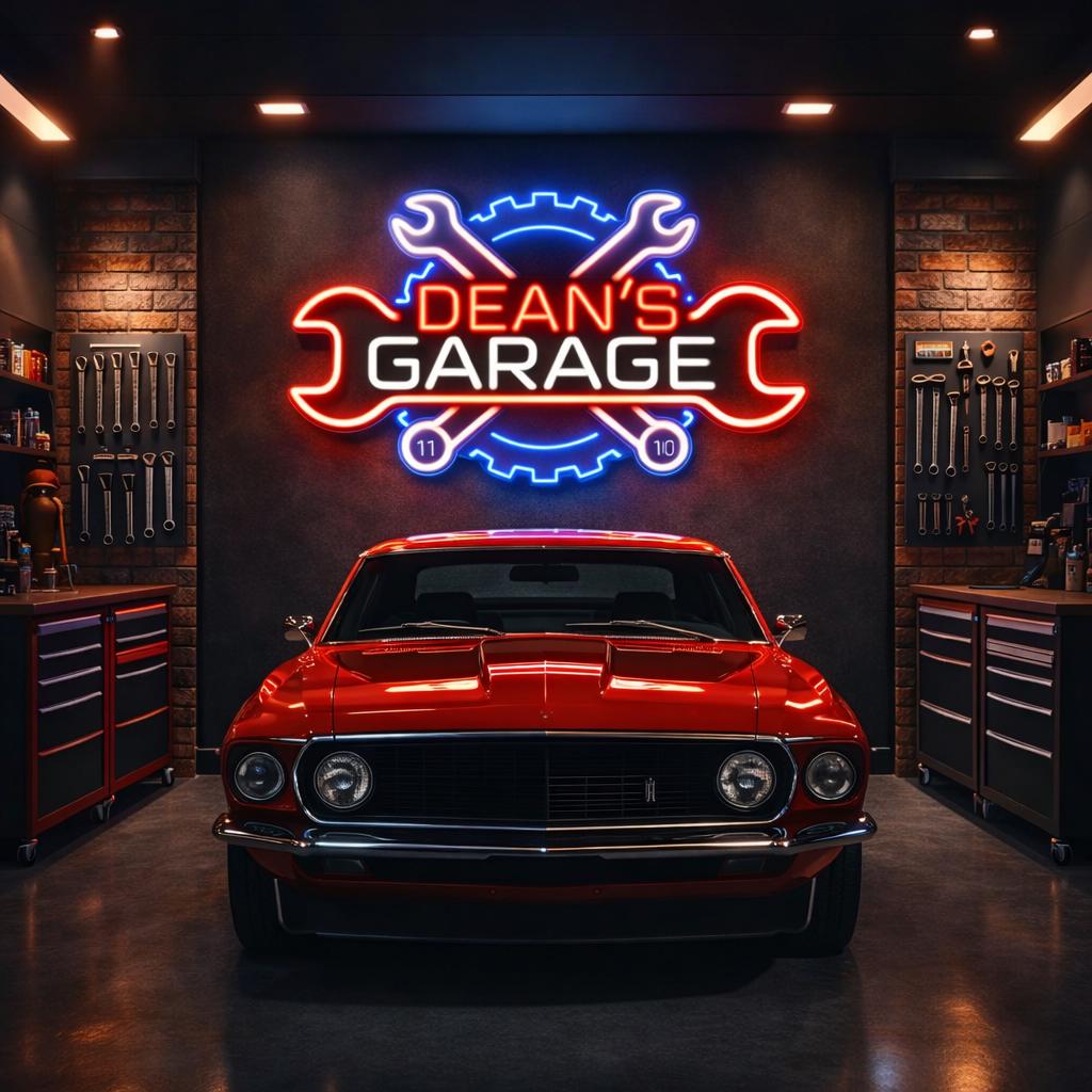 Custom Garage LED Neon Sign, Personalized Man Cave Light, Car Workshop ...