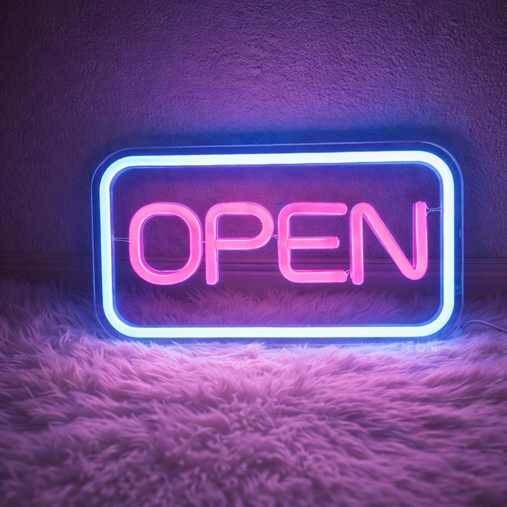 Custom Open Neon Sign, Modern Open Sign, Open Led Light up Sign ...