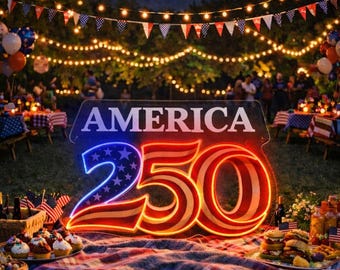 USA 250th Anniversary Liberty LED Neon Sign, 1776-2026 Patriotic Decor, American Independence Celebration Wall Light, Party Backdrop