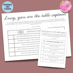 Jeu des capitaines de table de mariage, brise-glace de réception interactif (téléchargement numérique)