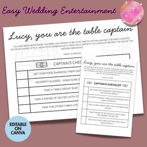 Wedding Table Captains Game, Interactive Reception Icebreaker (Digital Download)